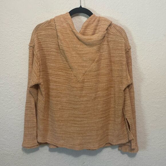 Free People , Erica hoodie waffle top orange size small - Picture 5 of 11